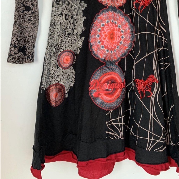 Desigual Black/Red Printed Dress - Picture 3 of 9